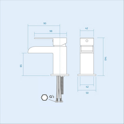 Light Matt Grey 400 Vanity Basin Sink Unit & Chrome Waterfall Basin Tap