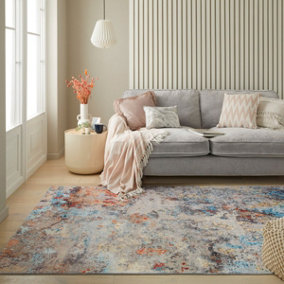 Light Multicolour Abstract Polyester Modern Living Room, Bedroom Rug - 120cm X 180cm