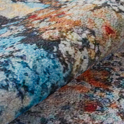 Light Multicolour Abstract Polyester Modern Living Room, Bedroom Rug ...