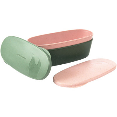 Light My Fire SnapBox Oval Lunch Box 2 Pack Sandy Green/Dusty Pink