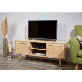 Light Rattan TV Table Unit with Pine Legs