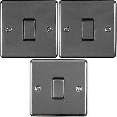 Light Switch Pack - 1x Intermediate & 2x Single - BLACK NICKEL / Black 2 Way 10A