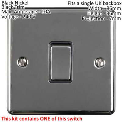Light Switch Pack - 1x Intermediate & 2x Single - BLACK NICKEL / Black 2 Way 10A