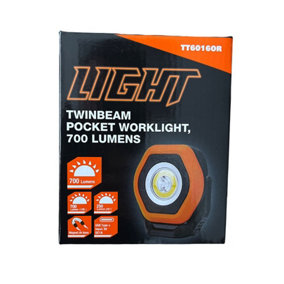 Light Twinbeam Heavy Duty Rechargeable Pocket Work Light Torch 700 Lumens Orange