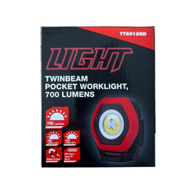 Light Twinbeam Heavy Duty Rechargeable Pocket Work Light Torch 700 Lumens - Red