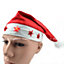 Light Up 10 x Father Christmas Santa Hat with Flashing Lights Fancy Dress Costume Accessorise, Red