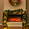 Light Up Artificial Christmas Garland Yellow Flower and Pine Cones Green Garland Xmas Decoration 270 cm