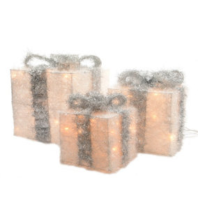 Light Up Christmas Gift Present Boxes - Under Tree Decorations - Set of 3