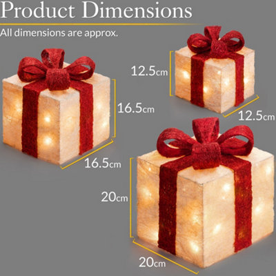 Light Up Christmas Parcels LED Presents Battery Operated with Timer Set ...