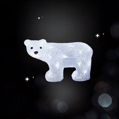 Light Up Christmas Polar Bear Acrylic Decoration