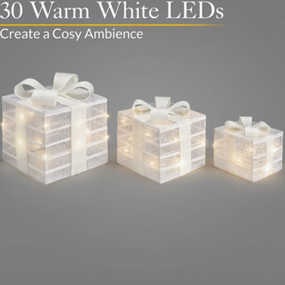 Light Up Christmas Presents LED Parcels Battery Operated with Timer Set ...
