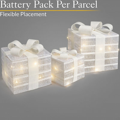 Light Up Christmas Presents LED Parcels Battery Operated with Timer Set ...