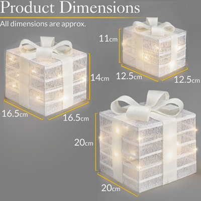 Light Up Christmas Presents LED Parcels Battery Operated with Timer Set ...