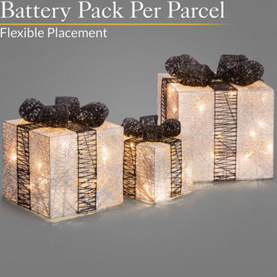 Light Up Christmas Presents LED Parcels Battery Operated with Timer Set ...