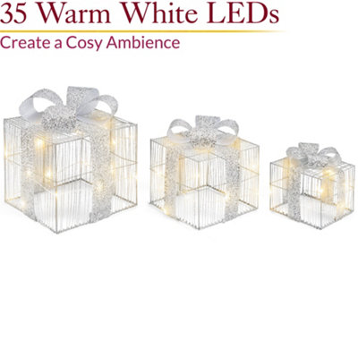Light Up Christmas Presents LED Parcels Battery Operated with Timer Set ...