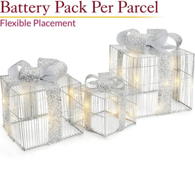 LIGHT UP CHRISTMAS PRESENTS LED PARCELS BATTERY OPERATED WITH TIMER SET ...