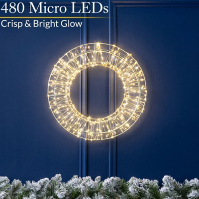 Light Up Christmas Wreath Micro LED Hanging Door Wall Decoration