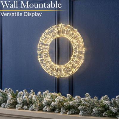 Light Up Christmas Wreath Micro LED Hanging Door Wall Decoration