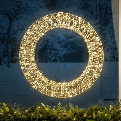 Light Up Christmas Wreath Micro LED Hanging Door Wall Decoration 50cm