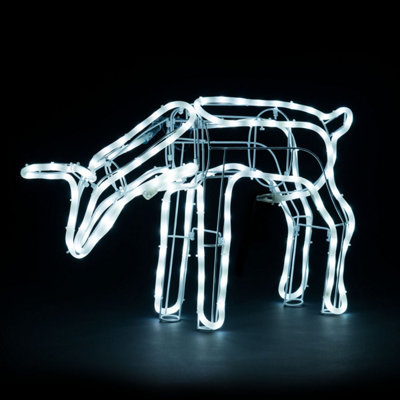 Light Up Grazing Reindeer Rope Light Christmas Decoration Outdoor Bright White LED