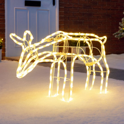 Light Up Grazing Reindeer Rope Light Christmas Decoration Outdoor Warm White LED