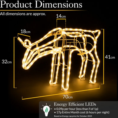 Light Up Grazing Reindeer Rope Light Christmas Decoration Outdoor Warm ...