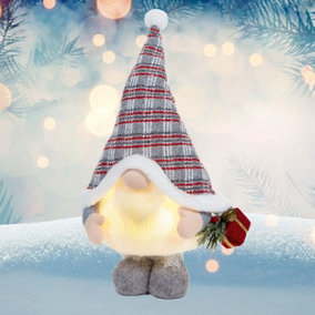 Light up grey standing Christmas Gonk carrying parcel 50cm