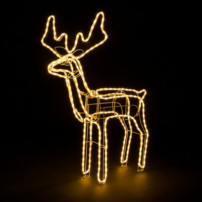 Light Up Large Standing Reindeer Rope Light Christmas Decoration Outdoor Warm White LED