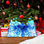 Light Up LED Christmas Tree Skirt Blue Gift Box Silver Ribbon Design 6100