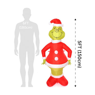 Light Up LED Grinch Inflatable - 150cm
