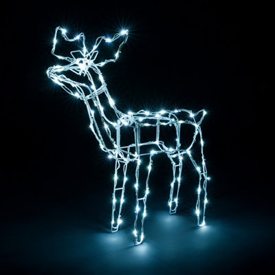 Light Up Reindeer Outdoor Christmas Decoration White Wire LED Standing