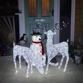 Light up Reindeer Stag, Doe and Snowman