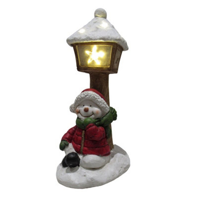 Light Up Snowman Lantern Christmas Figurine (Xmas Festive LED Lights Decoration Ornament)