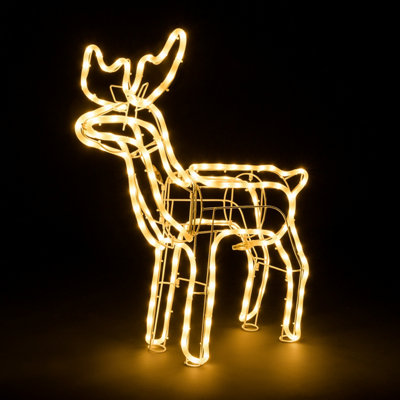 Light Up Standing Reindeer Rope Light Christmas Decoration Outdoor Warm White LED