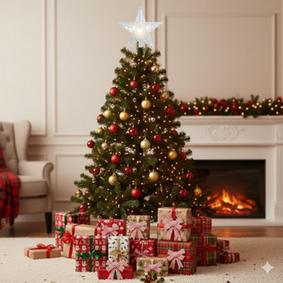Light Up Tree Topper Star Battery Operated Warm White LEDS 18cm