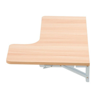 Light Walnut Wall Mounted Drop Leaf Table Fold Down Laptop Writing Desk ...