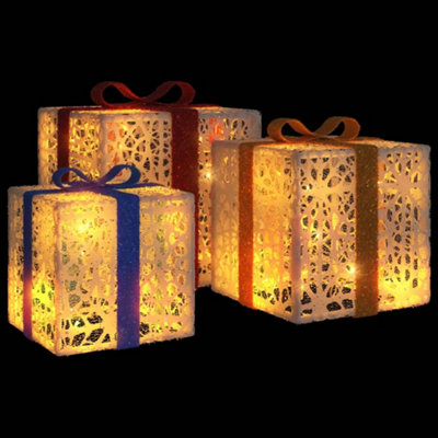 Lighted Christmas Boxes 3 pcs 64 LEDs Warm White - 3