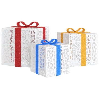 Lighted Christmas Boxes 3 pcs 64 LEDs Warm White - 4