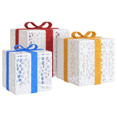 Lighted Christmas Boxes 3 pcs 64 LEDs Warm White - 5