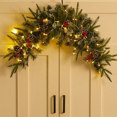 Lighted Up Christmas Swags Pine Cones Berries Christmas Decoration Xmas Ornament 70 cm Price Comparisons | Compare The Build