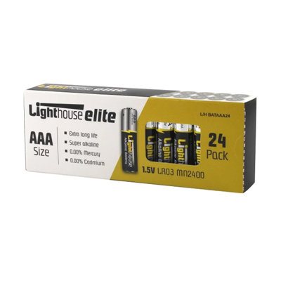 Lighthouse 24 Pack AAA Alkaline Batteries Triple A High Capacity L/HBATAAA24