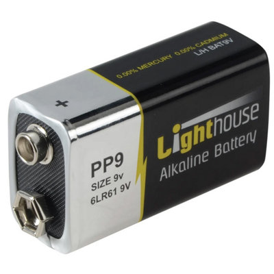 Lighthouse 9v Alkaline Batteries LR61 1100 mAh Square Battery 6LR61 L/HBAT9V