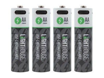 Lighthouse AA USB-C Rechargeable Li-ion Battery Pack of 4 L/HBATUSBAA