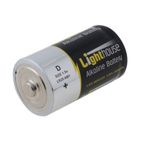 Lighthouse LR20 D LR20 Alkaline Batteries 14800 mAh (Pack 2) L/HBATD