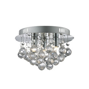 Lighting Collection  3 Light Flush Ceiling, Chrome & Clear Acry