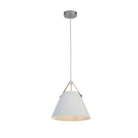 Lighting Collection Aliaga White Pendant With Leather Strap