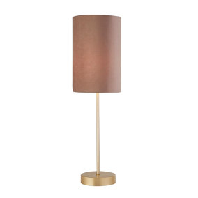 Lighting Collection Amman Dark Gold Table Lamp with Velvet Shade