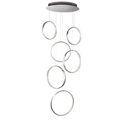 Lighting Collection Anton Chrome 6Lt LED Drop Ceiling Light