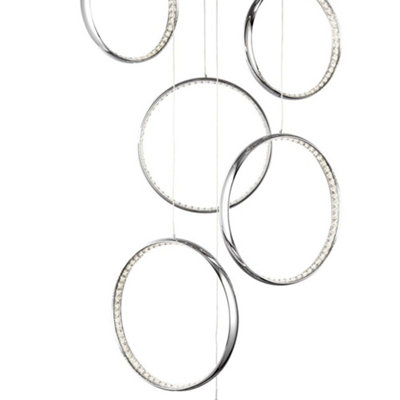 Lighting Collection Anton Chrome 6Lt LED Drop Ceiling Light