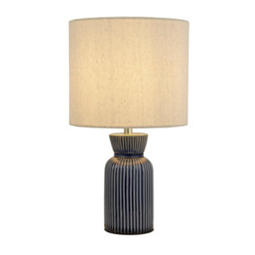 Lighting Collection Basseterre White & Blue Ceramic Table Lamp